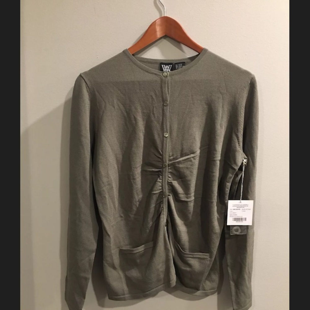 Worth Brand Sea Grass Colored Cardigan